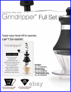 Coffee Grinder Manual Portable Mini Hand Mill 1 To 2 Cups With Paper Filter Set