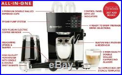 Coffee Maker With Built In Milk Steam & Frother Grinder for Easy Quick Use NEW