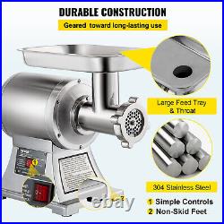Commercial Electric Meat Grinder 1100W Stainless Steel 550lbs/h Heavy Duty