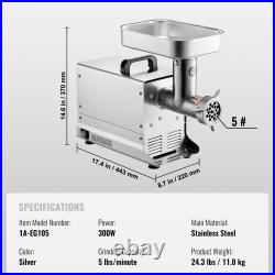 Commercial Electric Meat Grinder 300-1260lb/h Sausage Mincer Stuffer Stainless