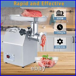 Commercial Meat Grinder, 800W Max Stainless Steel Meat Grinder, 265Lbs/H Electri