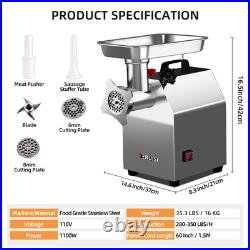 Commercial Meat Grinder Heavy Duty, 1100W Electric Stainless Steel Meat Grind Commercial Meat Grinder Heavy Duty, 1100W Electric Stainless Steel Meat Grind