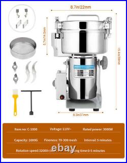 Commercial Spice Grinder Electric Grain Mill Grinder 3000W High Speed Stainless