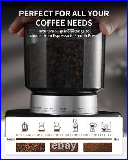 Conical Burr Coffee Grinder for Espresso with Precision Timer, Touchscreen Adjus