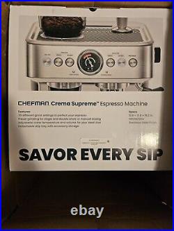 Crema Supreme Espresso Machine with Conical Burr Grinder and Steam Wand 30 Stngs