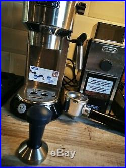 DeLonghi Dedica EC680M Coffee Machine Silver with DeLonghi Grinder and tamper