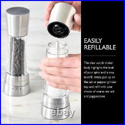 Derwent Salt and Pepper Grinder Set Stainless Steel Mills Include Gift Box