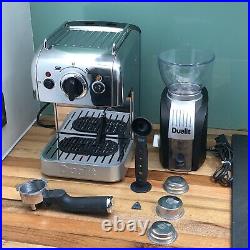 Dualit 3-in-1 Coffee Maker Machine, Chrome, Cappuccino, Espresso Boxed & Grinder