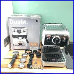 Dualit 3-in-1 Coffee Maker Machine, Chrome, Cappuccino, Espresso Boxed & Grinder