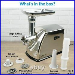 Electric 1800W Meat Grinder Mincer & Sausage Maker Machine in Stainless Steel