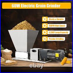 Electric 4L Grain Mill Stainless Steel Grinder Crusher Two-roller Mill 60W 75RPM