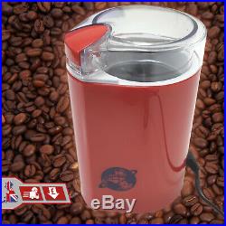 Electric Bean & Dry Spice Coffee Grinder Mixer Crusher Red With Clear LID 150w