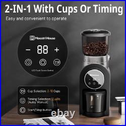 Electric Conical Burr Coffee Grinder, 2-In-1 Adjustable Burr Mill with 30 Preci