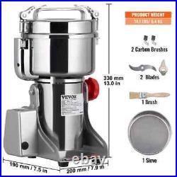 Electric Grain Mill Grinder, Stainless Steel Silver 10.6 oz Blade 3750-Watts Com