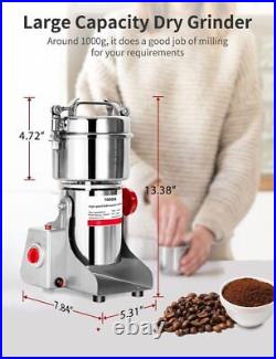 Electric Grain Mill Grinder Stainless Steel for Dry Coffee Nut Cereal High Speed