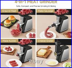 Electric Meat Grinder 4-in-1 2800W Max, Blades & Sausage Kit, Stainless Steel