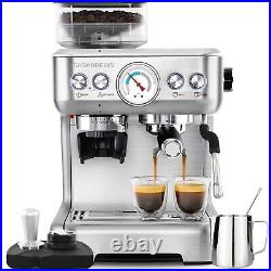 Espresso Machine 20 Bar With Grinder Latte Coffee Maker Sliver Stainless Steel