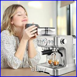 Espresso Machine 20 Bar With Grinder Latte Coffee Maker Sliver Stainless Steel