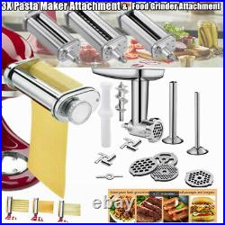 For KitchenAid Attachment Pasta Roller Cutter Maker 3-piece & 1 Set Meat Grinder