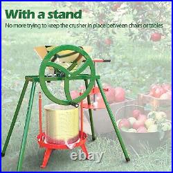 Fruit and Apple Crusher with Flywheel & Stand-7L Stainless Steel Manual Grinder