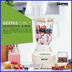 Geepas 2 in 1 Food Blender 4 Speeds Chopper Grinder Smoothie Maker 1.5L