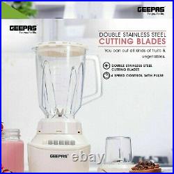 Geepas 2 in 1 Food Blender 4 Speeds Chopper Grinder Smoothie Maker 1.5L