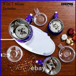 Geepas 3-in-1 Wet Dry Grinder Indian Mixer Blender Curry Spices Coconut Milling