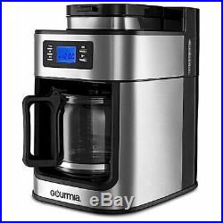 Gourmia Gourmet Stainless Steel Programmable Coffee Maker Machine with Grinder