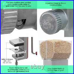 Grain Mill Wheat Flour Grinder, Stainless Steel Metal Burrs (Deluxe Grain Mill)