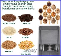 Grain Mill Wheat Flour Grinder, Stainless Steel Metal Burrs (Deluxe Grain Mill)