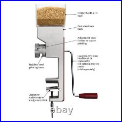 Grain Mill Wheat Flour Grinder, Stainless Steel Metal Burrs (Deluxe Grain Mill)