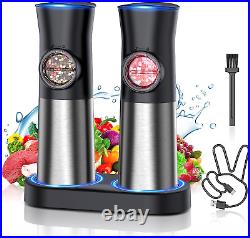 Gravity Electric Salt and Pepper Grinder Set USB Rechargeable Automatic Pepper
