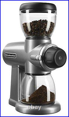 KitchenAid Die-Cast Metal Design KCG0702CU Burr Coffee Grinder, Contour Silver