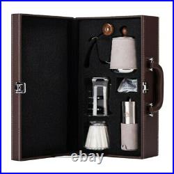 Leather Retro Coffee Kit Cold Drip, Manual Coffee Grinder, Steel Kettle + Case