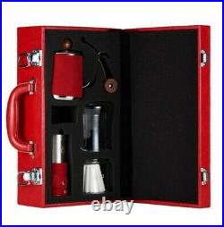 Leather Retro Coffee Kit Cold Drip, Manual Coffee Grinder, Steel Kettle + Case