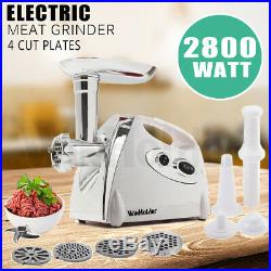 Luxury White Electric Meat Grinder Mincer Sausage Stuffer Stainless Steel 2800W