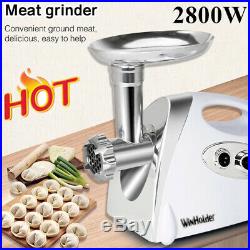 Luxury White Electric Meat Grinder Mincer Sausage Stuffer Stainless Steel 2800W