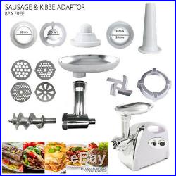 Luxury White Electric Meat Grinder Mincer Sausage Stuffer Stainless Steel 2800W