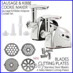 Luxury White Electric Meat Grinder Mincer Sausage Stuffer Stainless Steel 2800W