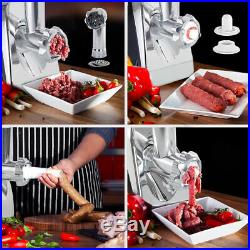 Luxury White Electric Meat Grinder Mincer Sausage Stuffer Stainless Steel 2800W