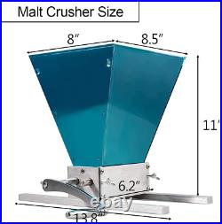 Malt Crusher Adjustable Barley Grinder 2 Roller Grain Mill Stainless Steel Adjus