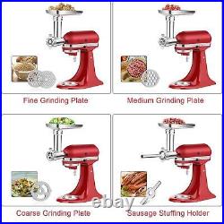 Meat Grinder + 3PCS Pasta Roller Attachment For KitchenAid Home Stainless Steel