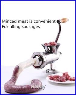 New Household Manual Meat Grinder Mincer Silver Stainless Steel Hand Meat Mincer