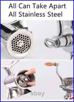 New Household Manual Meat Grinder Mincer Silver Stainless Steel Hand Meat Mincer