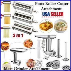 Pasta Roller Cutter Maker & Meat Grinder Attachment For KitchenAid Stand Mixer