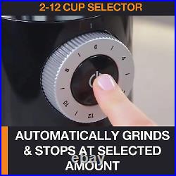 Precision Plastic and Stainless Steel Flat Burr Grinder 12 Cup 110 Watts 12 Grin