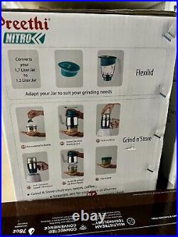 Preethi NITRO Mixer Grinder Blender Indian Mixie + Pulse, 3 Stainless Steel Jars