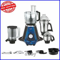 Preethi Steel 4-Jar Mixer Grinder, 1000-Watt, Stainless Steel, Black/Blue, MG-255