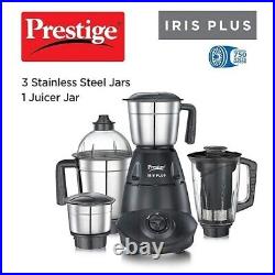 Prestige Iris Plus 750 W Mixer Grinder, 3 Stainless Steel Jar 1 Juicer Jar C8228