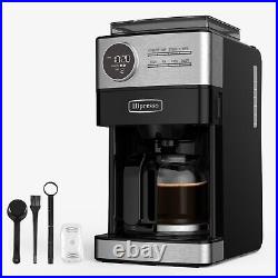 Programmable Drip Coffee Maker with Burr Grinder, 12 Cups, Black/Stainless Steel